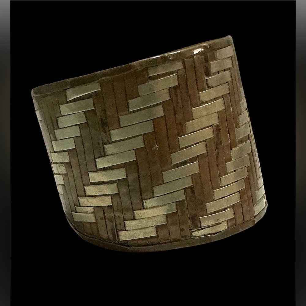 Elegant Woven Pattern Cuff Copper Bronze Bracelet - Picture 3 of 3